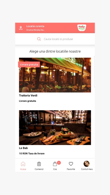 Sissy Delivery - Aplicatie mobile Android si iOS tip agregator pentru restaurante cu livrare la domiciliu